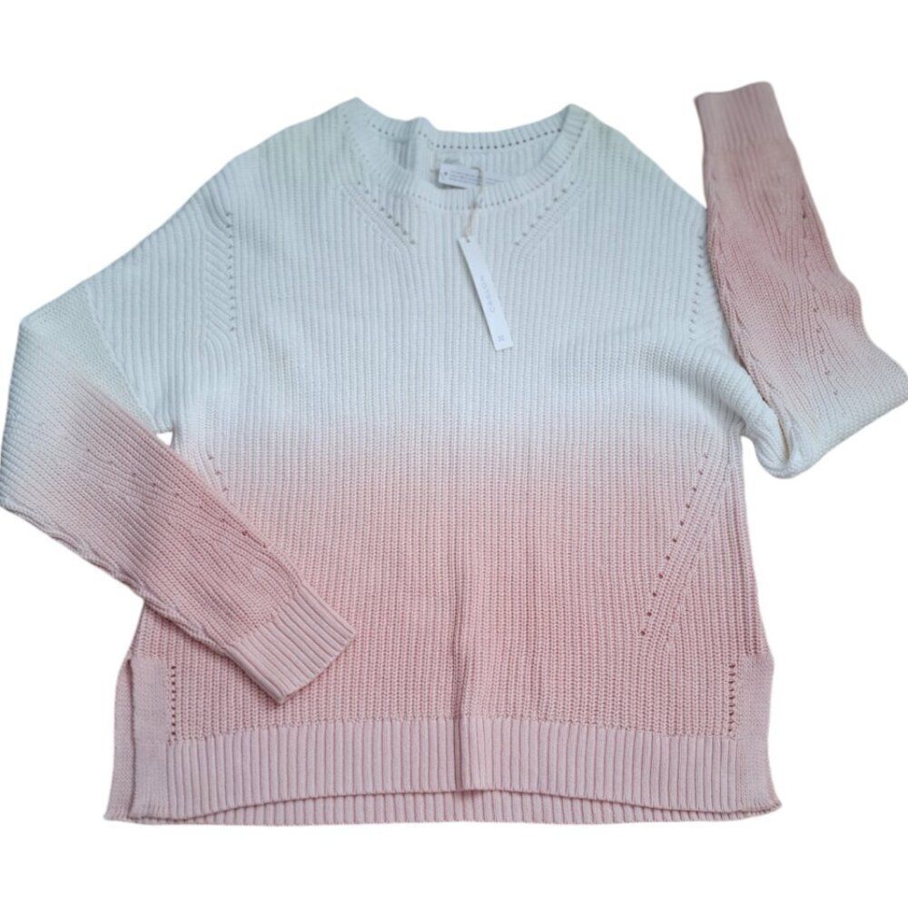 Caslon Women's Knit Long Sleeve Pullover Sweater Blush Pink Ombre sz XL